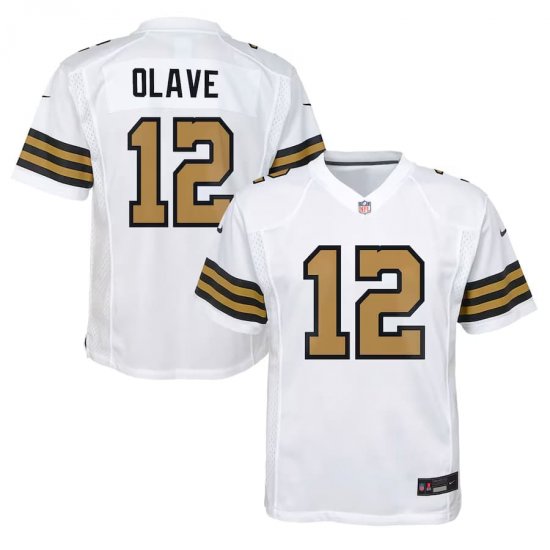 Root for the Saints - Chris Olave White Jersey II Gold #12