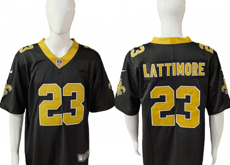 Root for the Saints - LATTIMORE Black Jersey II Gold #23