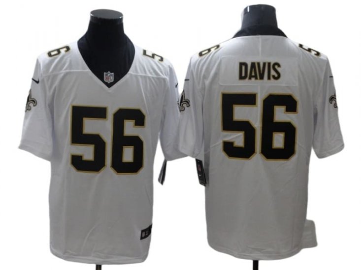 Root for the Saints - DAVIS White Jersey II Black #56