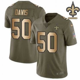 Twill Embroidered Davis #50 Black and Gold Game-Worn Jersey - New Orleans Saints Club Special
