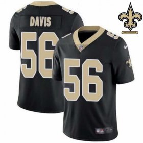 Reinforced Stitching Davis #56 Black and Gold Game-Worn Jersey - New Orleans Saints Team Official