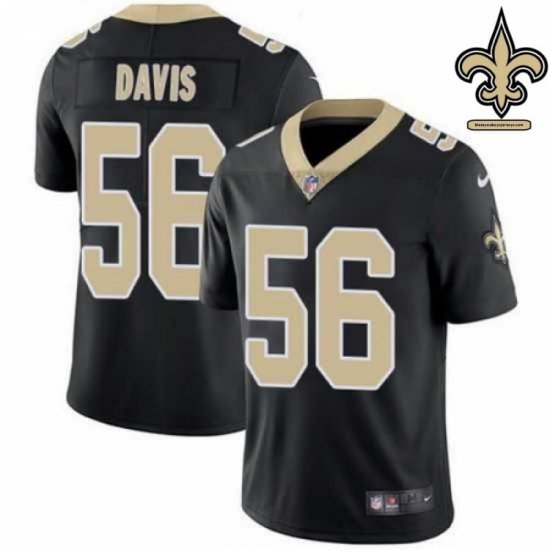 Reinforced Stitching Davis #56 Black and Gold Game-Worn Jersey - New Orleans Saints Team Official
