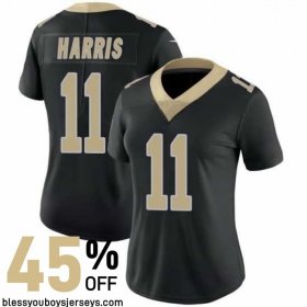 Sublimated Design Harris #11 Black and Gold Elite Jersey - New Orleans Saints Club Special