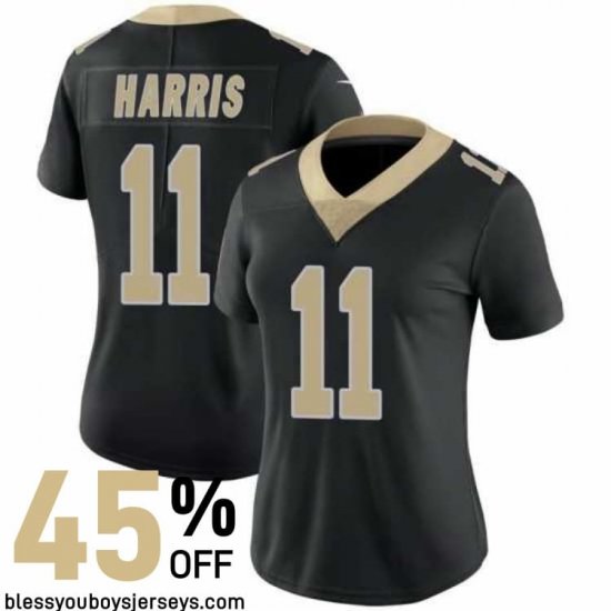 Sublimated Design Harris #11 Black and Gold Elite Jersey - New Orleans Saints Club Special