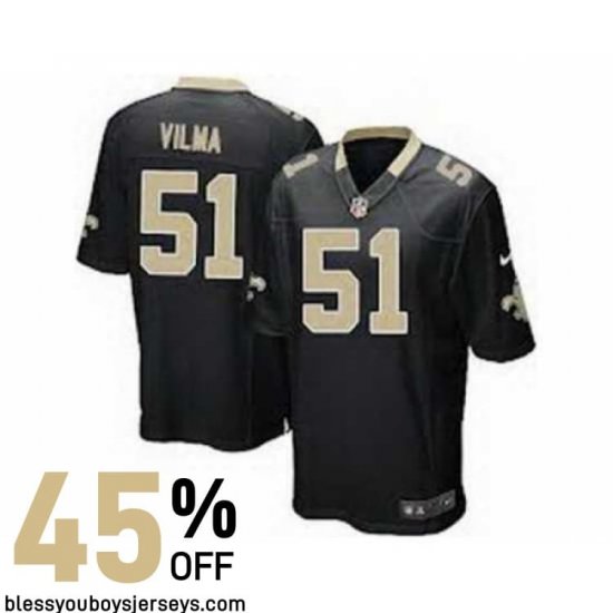 Twill Embroidered Vilma #51 Black and Gold Game-Worn Jersey - New Orleans Saints Organization Authentic
