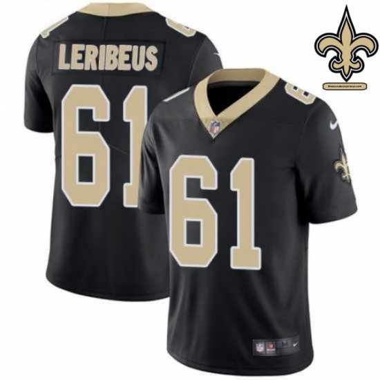 Authentic Pro-Fit LeRibeus #61 Black and Gold Pro Line Jersey - New Orleans Saints Club Special