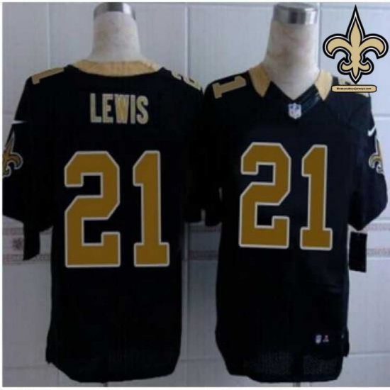 Reinforced Stitching Lewis #21 Black and Gold Signature Series Jersey - New Orleans Saints Club Special