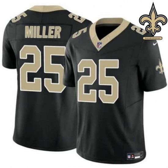 Mesh Breathable Miller #25 Black and Gold Vapor Untouchable Jersey - New Orleans Saints Club Special