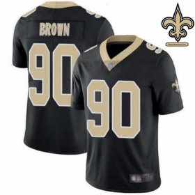 Reinforced Stitching Brown #90 Black and Gold Replica Jersey - New Orleans Saints Team Official
