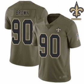 Twill Embroidered New Orleans Saints Finish Strong Jersey #90 - Brown Fan Favorite Edition