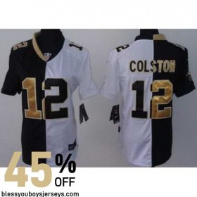 Authentic Pro-Fit Colston #12 Black and Gold Game-Worn Jersey - New Orleans Saints Gridiron Glory