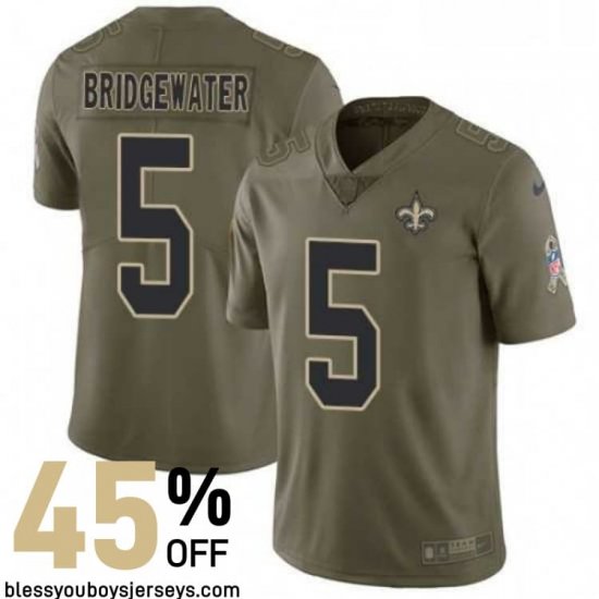 Mesh Breathable Bridgewater #5 Black and Gold Game-Worn Jersey - New Orleans Saints Franchise Edition