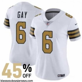 Reinforced Stitching Gay #6 Black and Gold Elite Jersey - New Orleans Saints Team Official