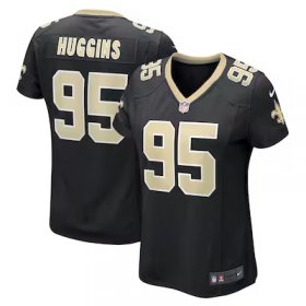 Albert Huggins Saints #95 Women's Player Game Jersey - Black #95Huggins Most Popular in Women Jerseys