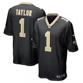Alontae Taylor Saints #1 Team Game Jersey - Black #1Taylor Most Popular in Men Jerseys