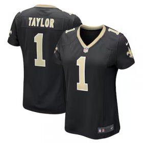 Alontae Taylor Saints #1 Women's Team Game Jersey - Black #1Taylor Most Popular in Women Jerseys