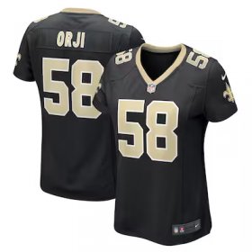 Anfernee Orji Saints #58 Women's Team Game Jersey - Black #58Orji Most Popular in Women Jerseys