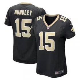 Brett Hundley Saints #15 Women's Game Player Jersey - Black #15Hundley Most Popular in Women Jerseys