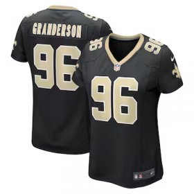Carl Granderson Saints #96 Women's Game Jersey - Black #96Granderson Most Popular in Women Jerseys