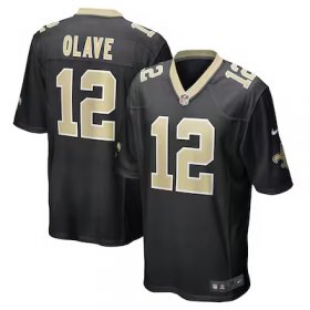 Chris Olave Saints #12 Player Game Jersey - Black #12Olave Most Popular in Men Jerseys