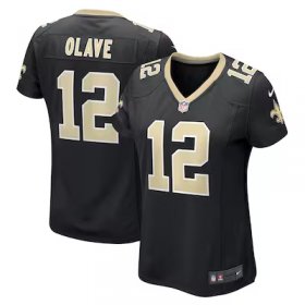 Chris Olave Saints #12 Women's Game Player Jersey - Black #12Olave Most Popular in Women Jerseys Chris Olave Saints #12 Women's Game Player Jersey - Black #12Olave Most Popular in Women Jerseys