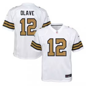 Chris Olave Saints #12 Youth Game Jersey - White (1) #12Olave Most Popular in Youth Jerseys