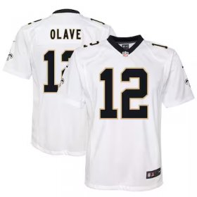 Chris Olave Saints #12 Youth Game Jersey - White #12Olave Most Popular in Youth Jerseys