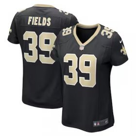 DaMarcus Fields Saints #39 Women's Game Player Jersey - Black #39Fields Most Popular in Women Jerseys