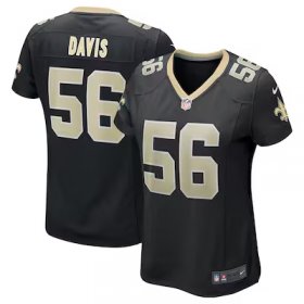 Demario Davis Saints #56 Women's Game Jersey - Black #56Davis Most Popular in Women Jerseys