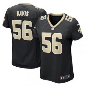 Demario Davis Saints #56 Women's Game Jersey - Black #56Davis Most Popular in Women Jerseys