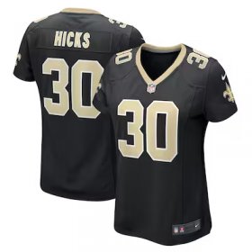 Faion Hicks Saints #73 Women's Game Jersey - Black #73Hicks Most Popular in Women Jerseys