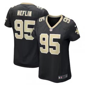 Jack Heflin Saints #95 Women's Team Game Jersey - Black #95Heflin Most Popular in Women Jerseys