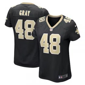 J.T. Gray Saints #48 Women's Game Jersey - Black #48Gray Most Popular in Women Jerseys