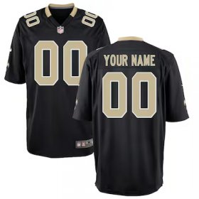 Saints #00 Youth Custom Game Jersey - Black #00Custom Most Popular in Youth Jerseys