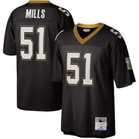 Sam Mills Saints Mitchell & Ness Legacy Replica Jersey - Black #51Mills Most Popular in Men Jerseys
