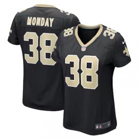 Smoke Monday Saints #38 Women's Game Player Jersey - Black #38Monday Most Popular in Women Jerseys